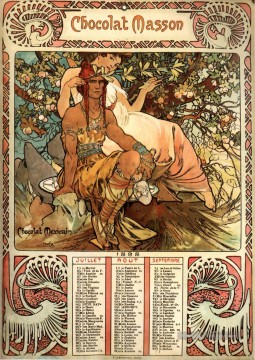  Mucha Peintre - Manhood 1897 calendrier Art Nouveau tchèque Alphonse Mucha